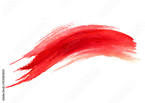 Red watercolor brush stroke on transparent background. High-quality design element in PNG format.