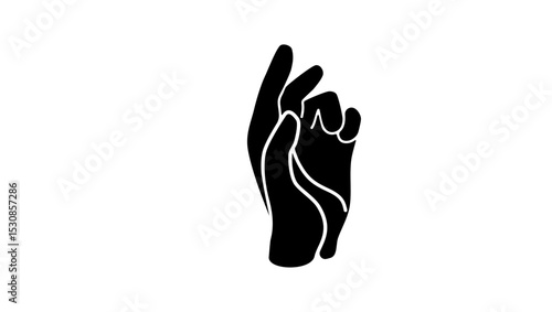 raised hand up,  IC XC gesture, black isolated silhouette