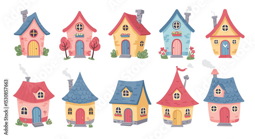 Colorful cartoon house collection