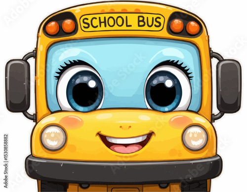 Adorable Cartoon School Bus Illustration  Perfect for Back to School Designs