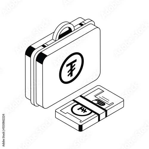 Check out this isometric icon of money briefcase