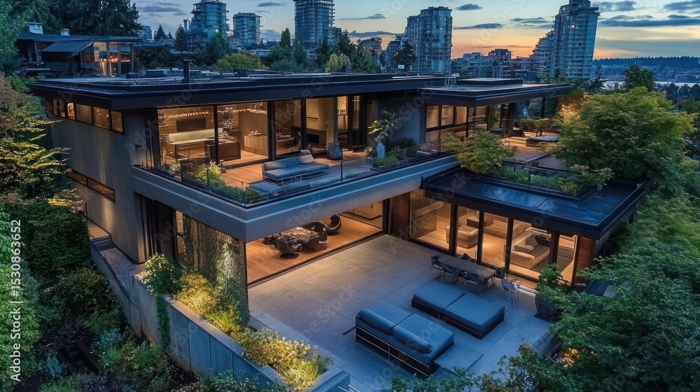 Fototapeta premium Modern luxury home with city views