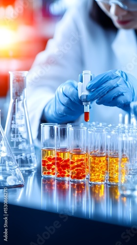 Scientist adding sample to vials in lab