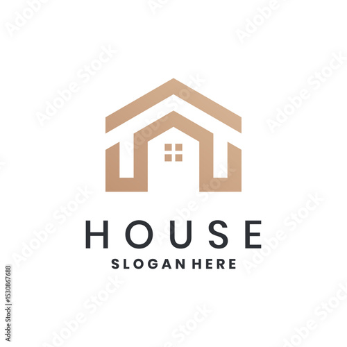 Modern house logo design with minimal lines and window symbol for real estate branding