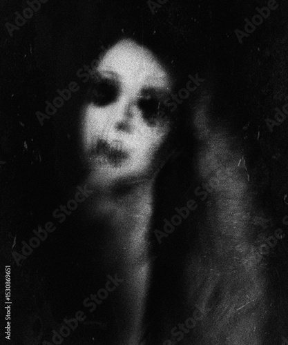 Woman scary portrait, grunge horror wallpaper