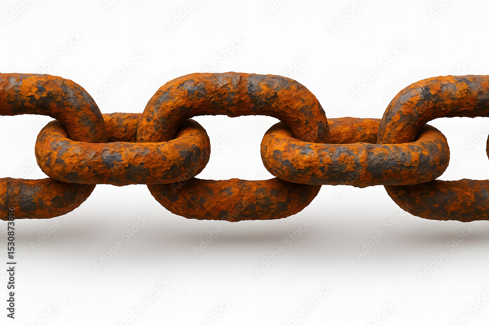 Fototapeta premium Close-Up of a Heavily Rusted Chain with Visible Oxidation and Texture, a Strong Industrial Detail for Photography