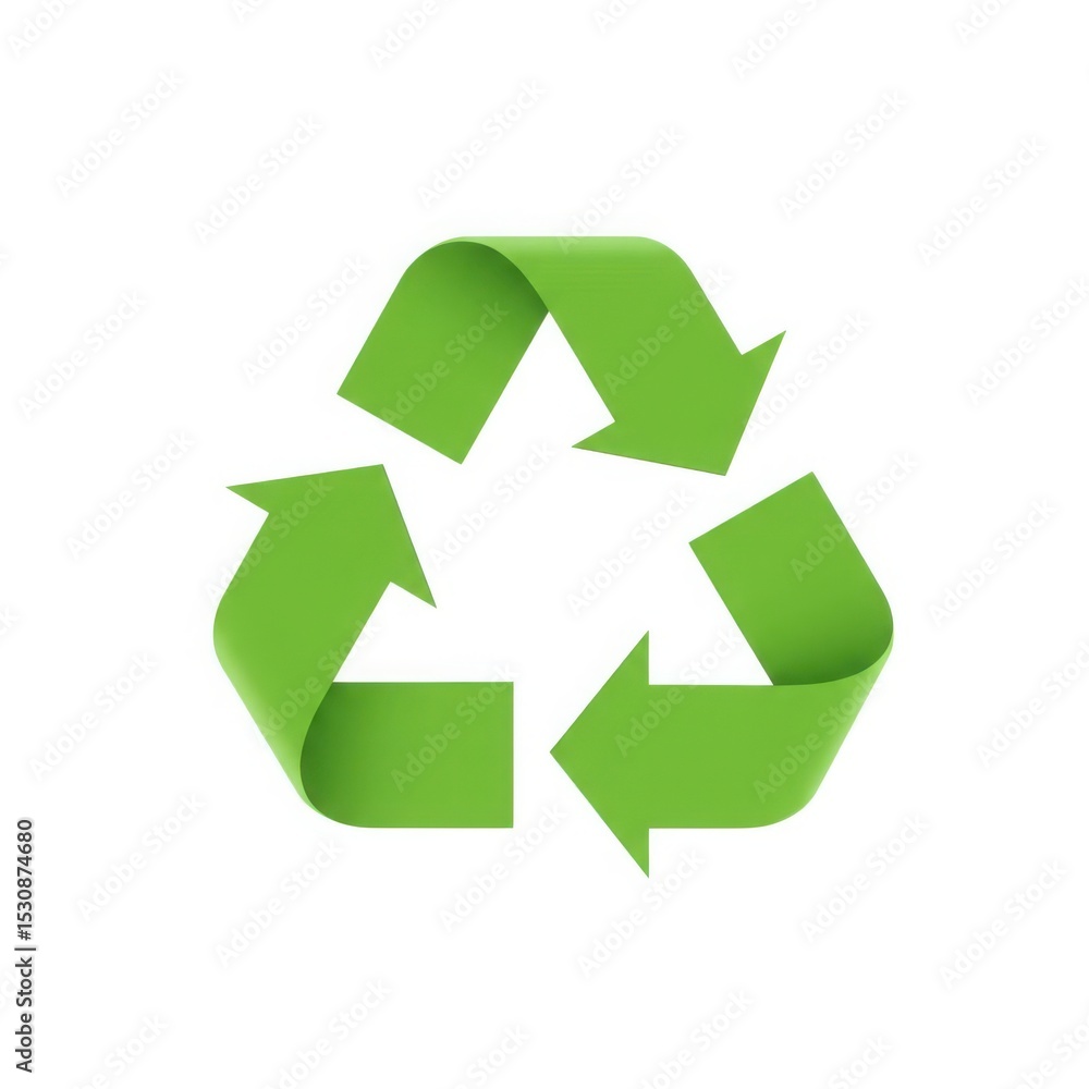 Green recycling symbol arrows isolated on white background Green recycling symbol arrows isolated on white background
