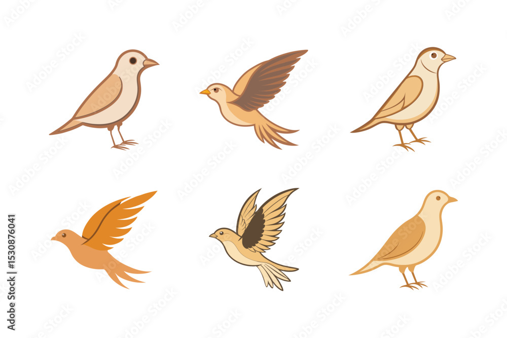 Fototapeta premium set of lark bird vector illustration