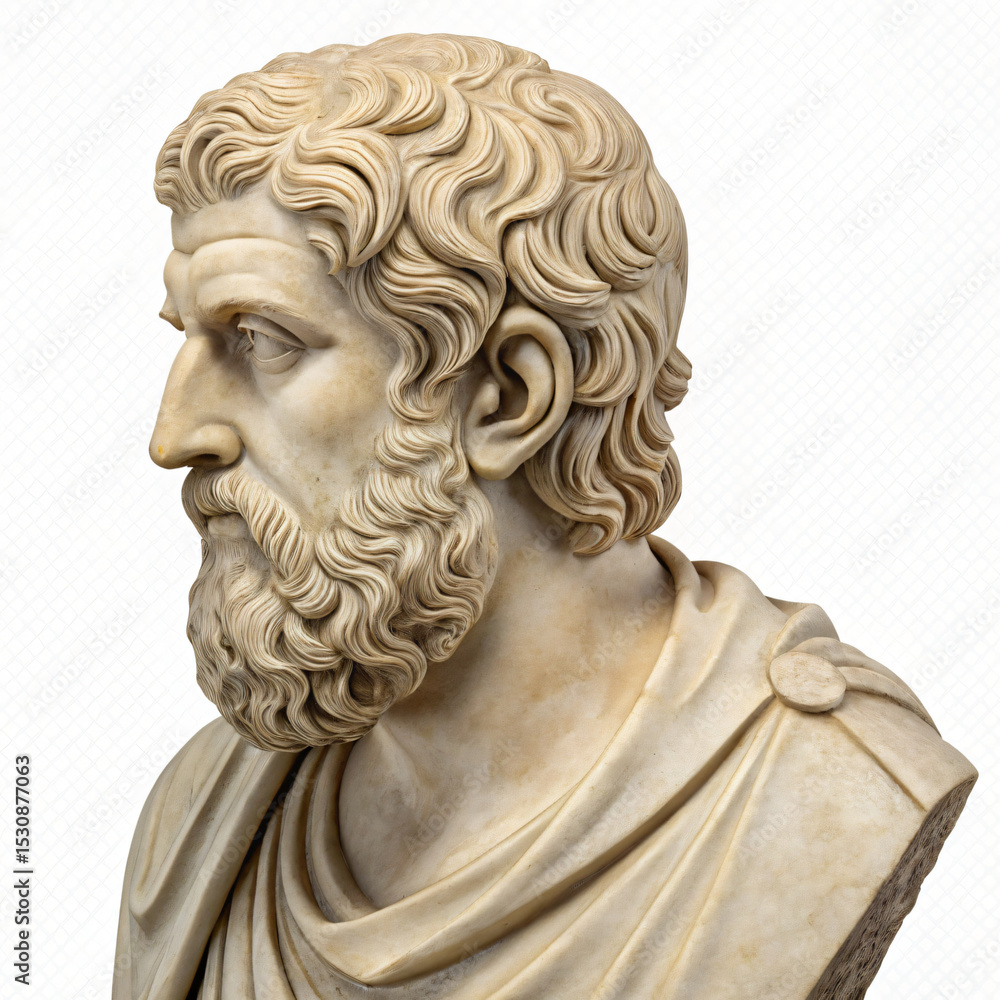 Obraz premium Bust of Sophocles Sculpture Isolated on Transparent Background