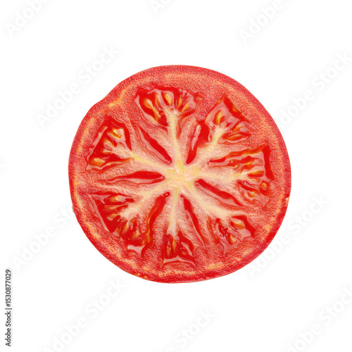 Top view of a tomato slice, transparent background