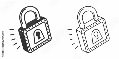 Illustration showing two padlocks with keyholes and light rays emanating from the left side of each lock design vector