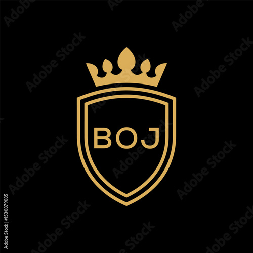 Initial BOJ Letter Linked Logo for business and company identity. Modern BOJ Letter Logo Vector Template with modern trendy golden logo.
