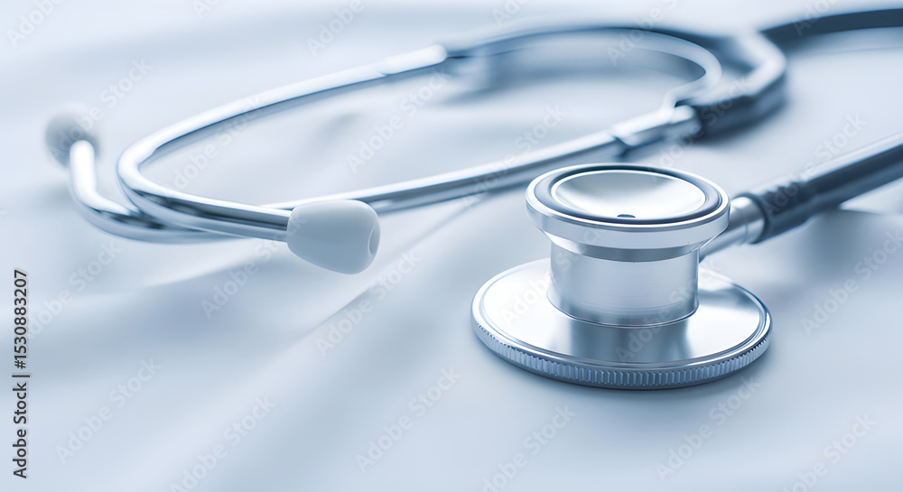 A close-up of a silver stethoscope resting on a white surface, highlighting its polished metal and soft ear tips. A close-up of a silver stethoscope resting on a white surface, highlighting its polished metal and soft ear tips.