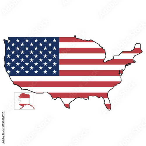 map of USA-america flag
