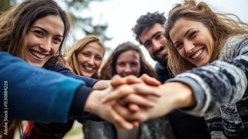 Group of friends united