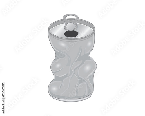 Vector illustration design of a gray soda can that is empty and damaged or dented