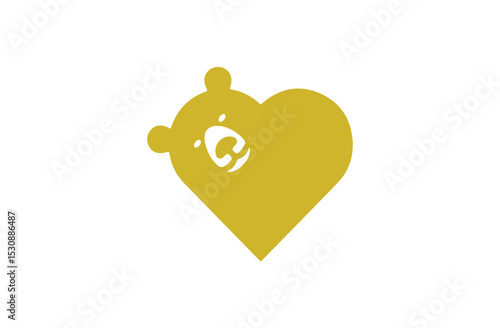 Bear holding white heart, isolated on a grey background for greetings, OBGYN obstetrics and gynecology clinic line art love medical care logo set template design