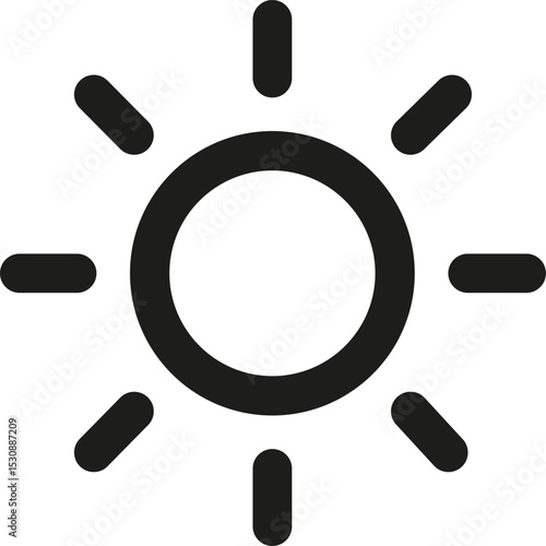 simple outline sun summertime daylight line art icon
