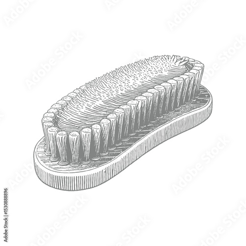 Hand-drawn illustration of a scrubbing brush