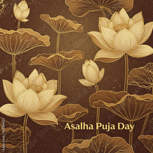Golden Lotus Flowers Asalha...