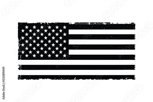 American flag in grunge style patriotic vector art illustration