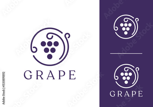 simple circle vineyard logo vector design