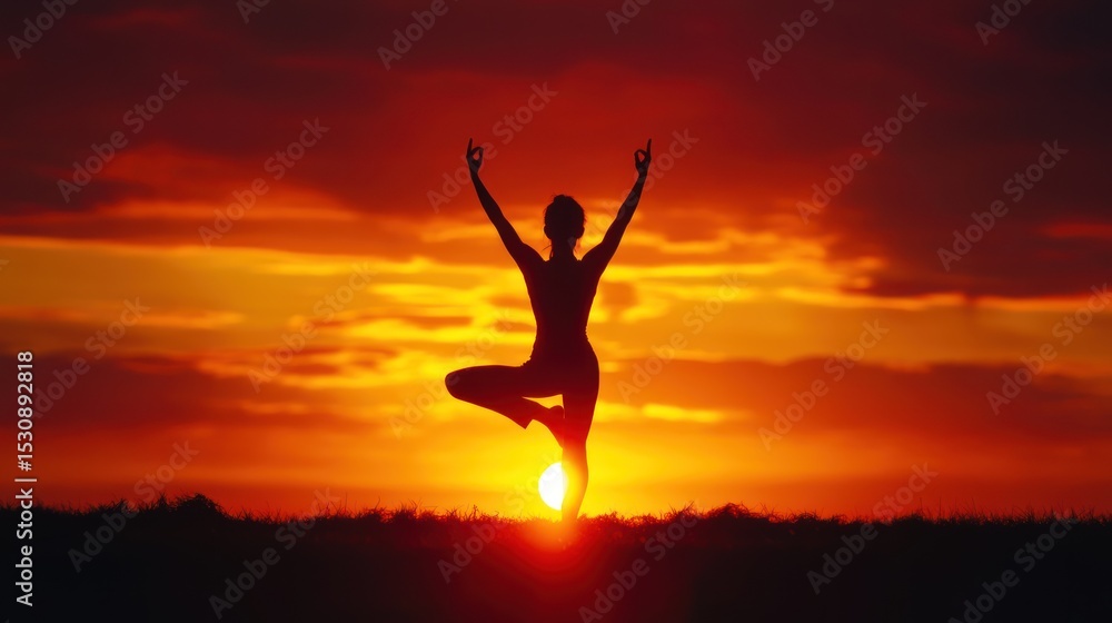 custom made wallpaper toronto digitalSilhouette of woman in yoga pose at sunset (1)