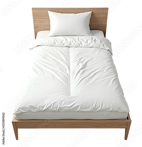 Wallpaper Mural Clean and comfortable white single bed with soft duvet and pillow Torontodigital.ca