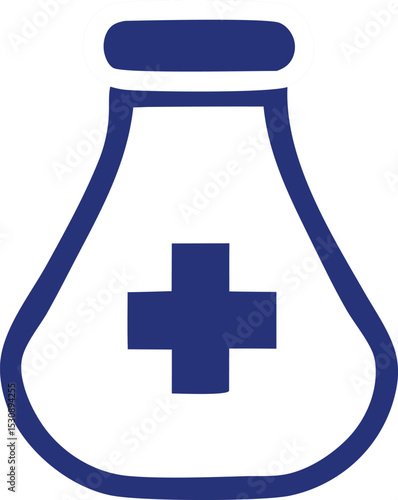 Simple illustration of a medical bottle with a cross symbol