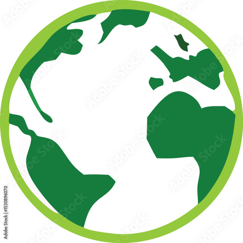 Simplified green earth globe illustration with lime border