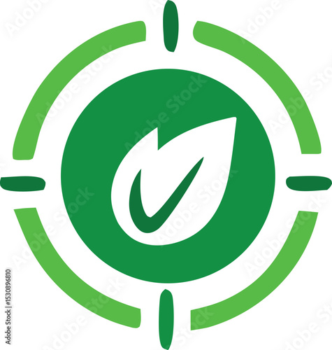 Green leaf in target crosshairs eco friendly logo design