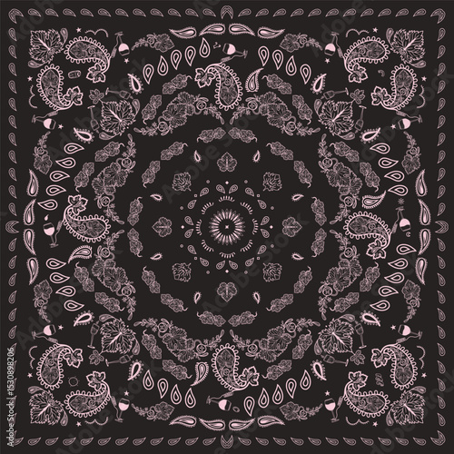 Baby pink bandana Print. Grapes wines paisley bandana bandanna Scarf Face Head Wrap. pattern art wines grapes Grape leaves corkscrew square pattern design