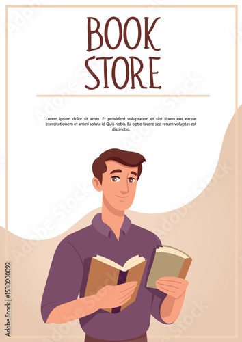 Books flyers. Flat vector clipart, illustration with isolated background.