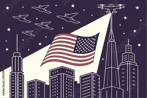 Sky of Stripes: Drone Show American Flag