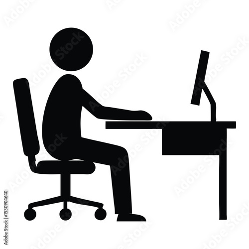 Man working on computer icon