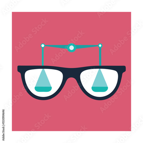 Stylish spectacles with light effects representing the eye test and visual correction
