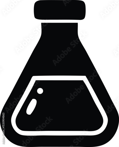 Simple black and white erlenmeyer flask icon illustration