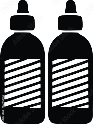 Pair of black and white striped baby bottles icon graphic