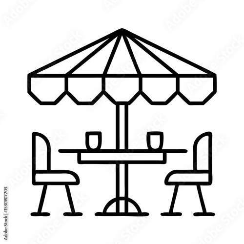 Outdoor street cafe with umbrellas and seating for relaxation in urban space  