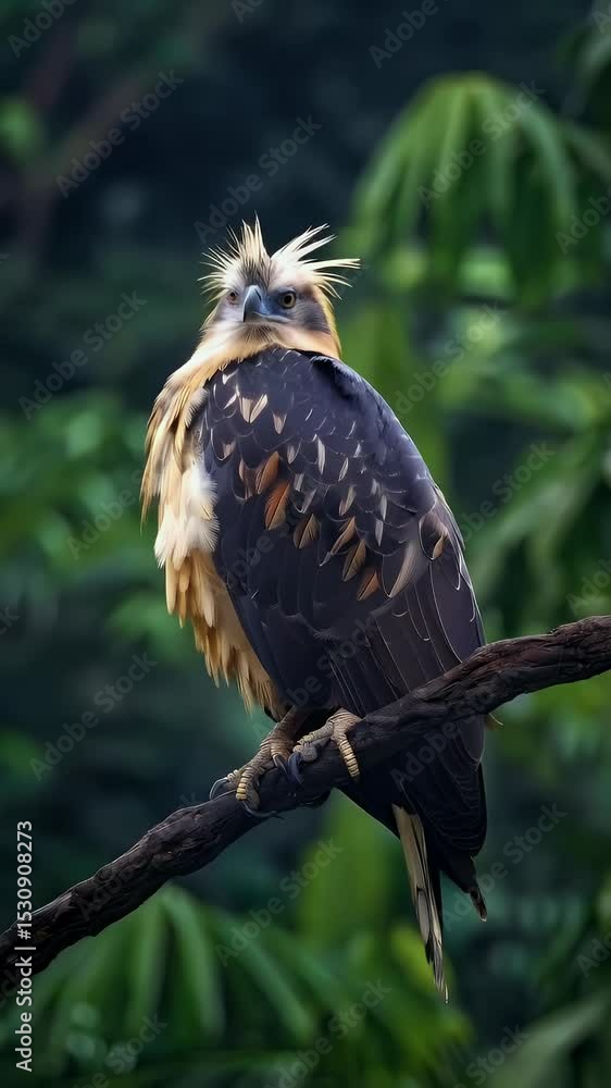 Close-up of a bird of prey perched on a branch Close-up of a bird of prey perched on a branch