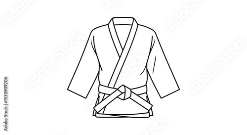 Martial Arts Kimono Line Art - Vector Judo Gi Illustration