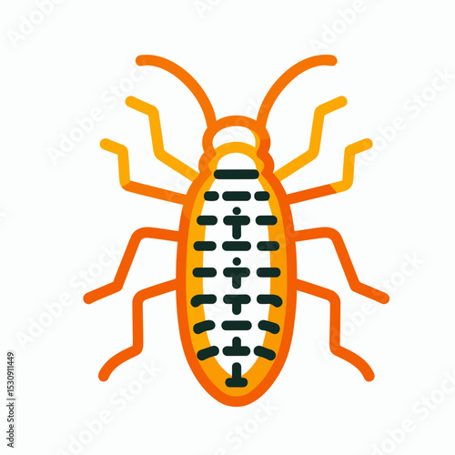 Vibrant illustration of a stylized aphid with bold colors on a light background