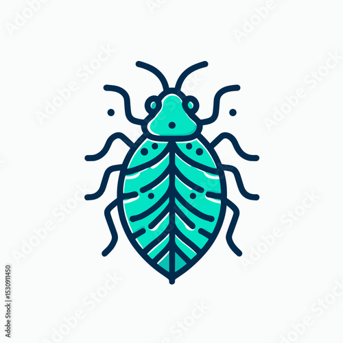 Colorful illustration of a bed bug with a stylized design on a light background