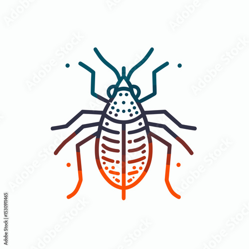 Detailed illustration of an aphid with intricate patterns on a light background