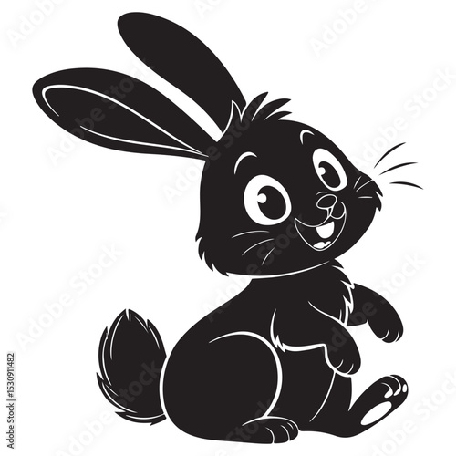 Cute white bunny cartoon holding an Easter egg in spring