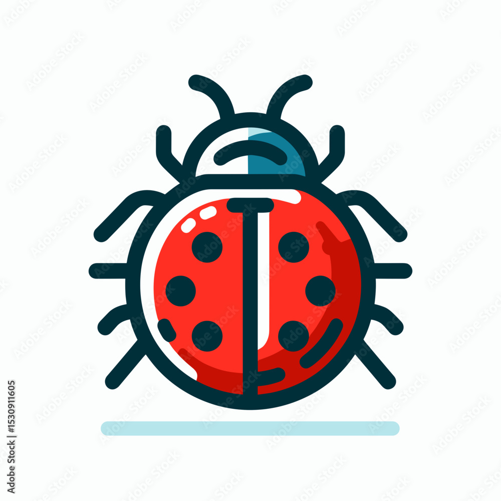 Bright illustration of a ladybug facing forward with a playful design on a light background Bright illustration of a ladybug facing forward with a playful design on a light background