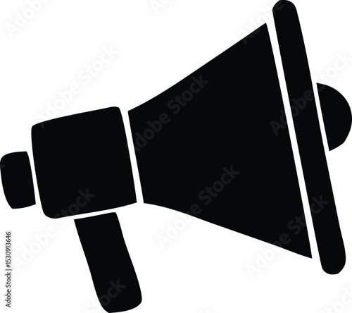 Black and white silhouette of a megaphone for announcement or public address