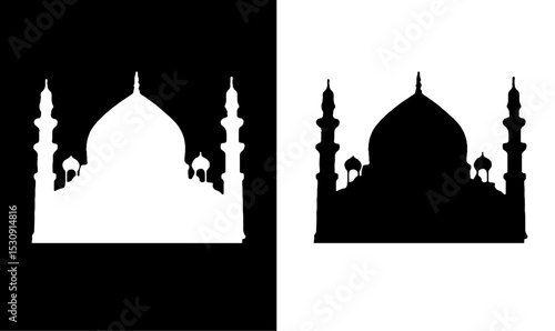 mosque silhouette vector illustration, mosque icon, mosque logo, mosque symbol, design, Islamic, Eid al adha design, Eid al fitr, Islamic background, black, design, illustration, vector, art,
