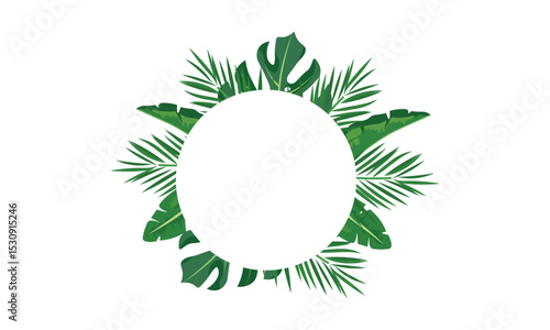 Vector frame  tropical leaves