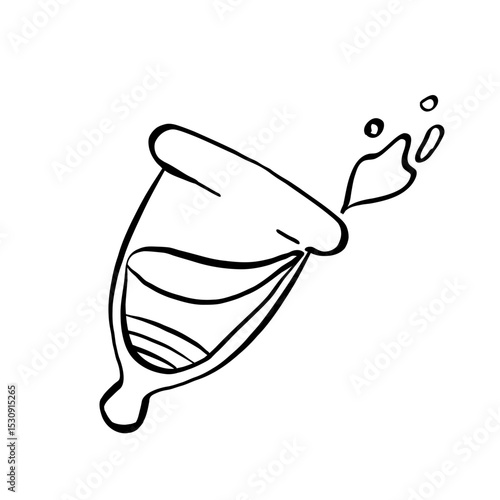 coupe menstruelle avec tige ronde et du sang en line